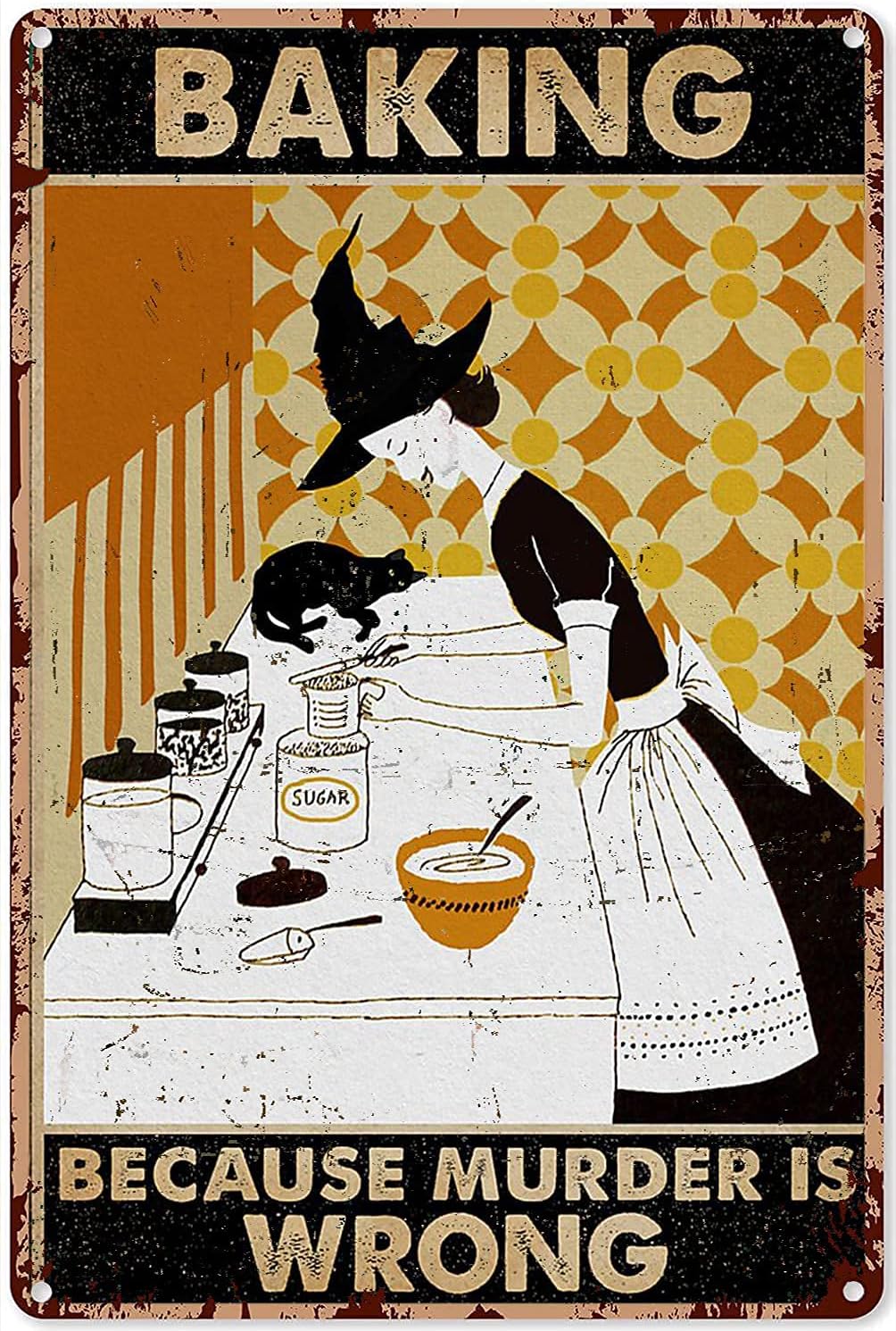 Kitchen Witch Baking - Witch Baking Decor Kitchen Signs Black