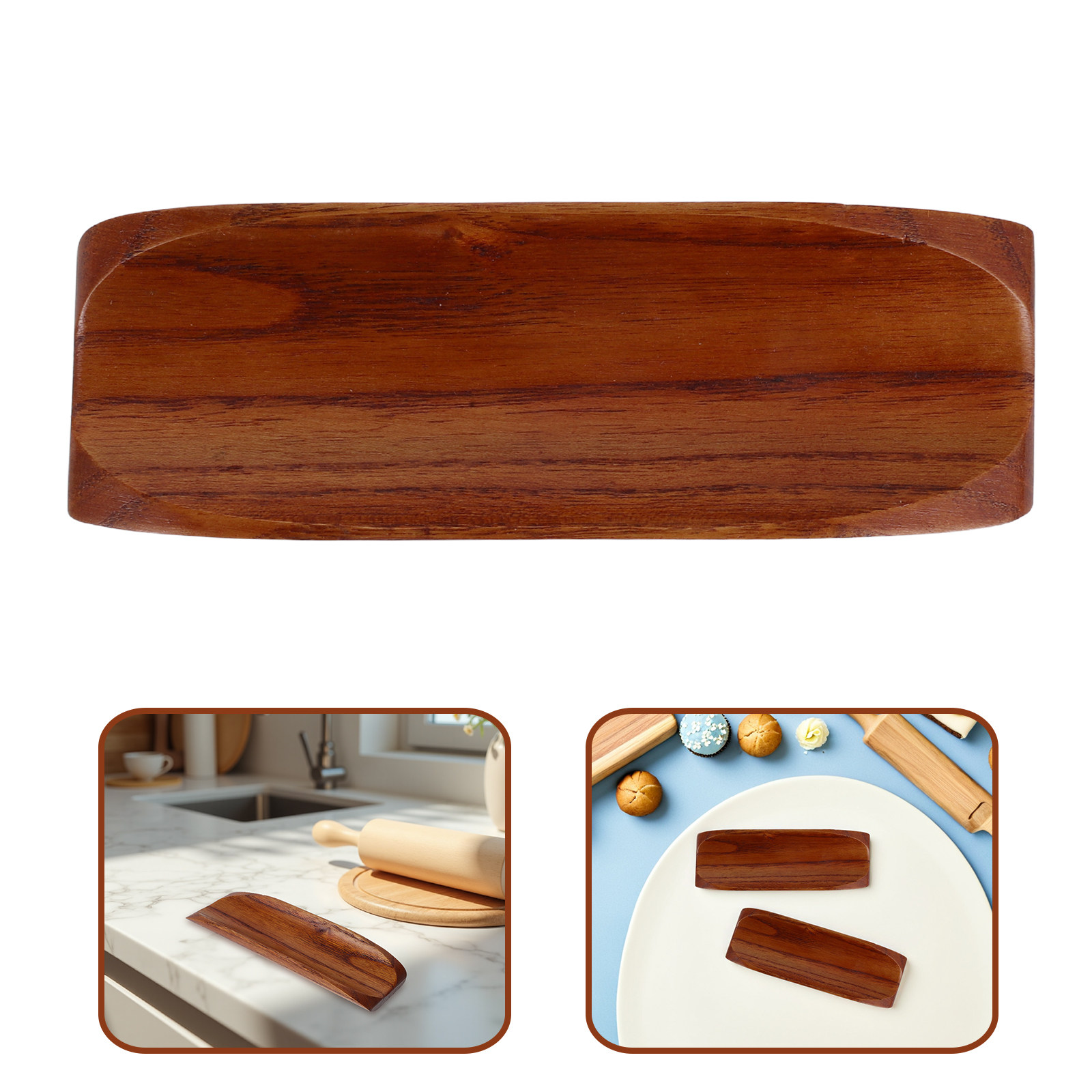 Kitchen Baking Station - 2Pcs Wooden Rolling Pin Holder Anti-Roll
