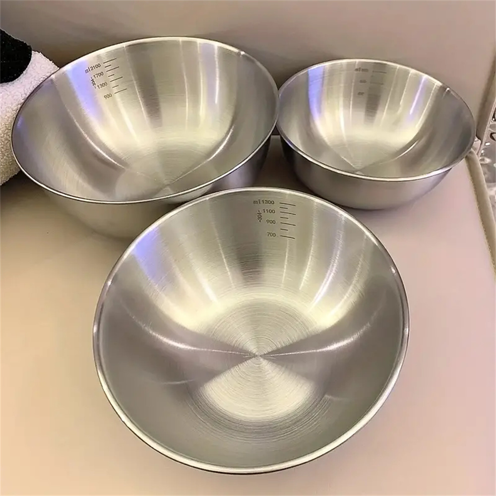 Kitchen Baking Bowls - 1-3 Stainless Steel Bowl Set with