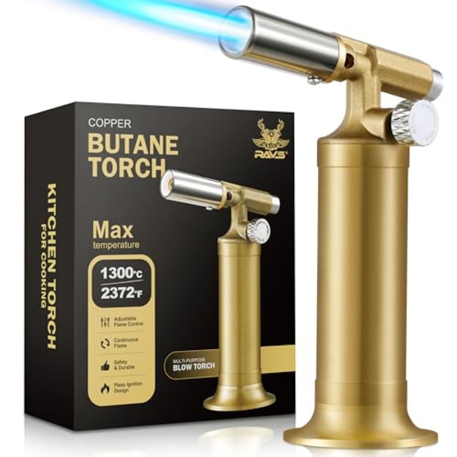 Kitchen Baking Torch - Copper Butane Torch Lighter, Refillable Kitchen