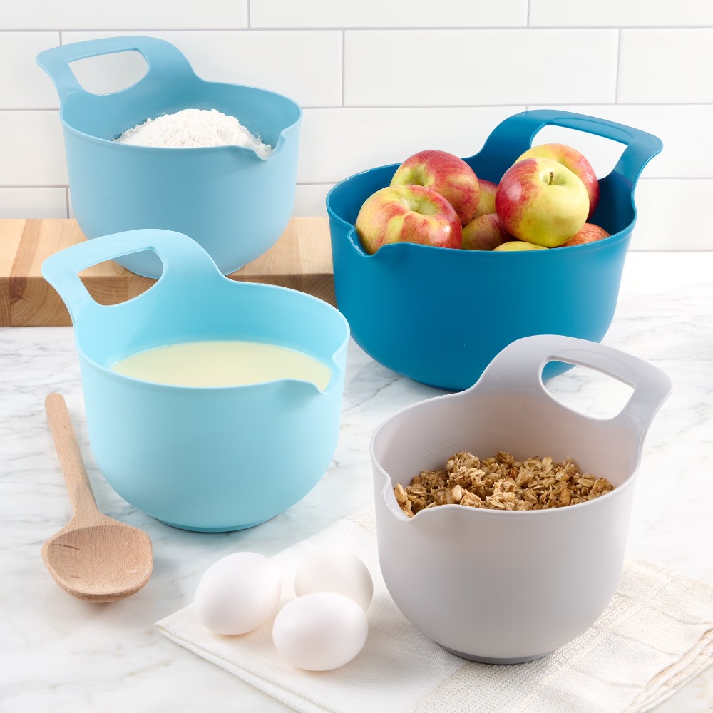 Kitchen Baking Bowls - Nesting Plastic Mixing Bowls Set of