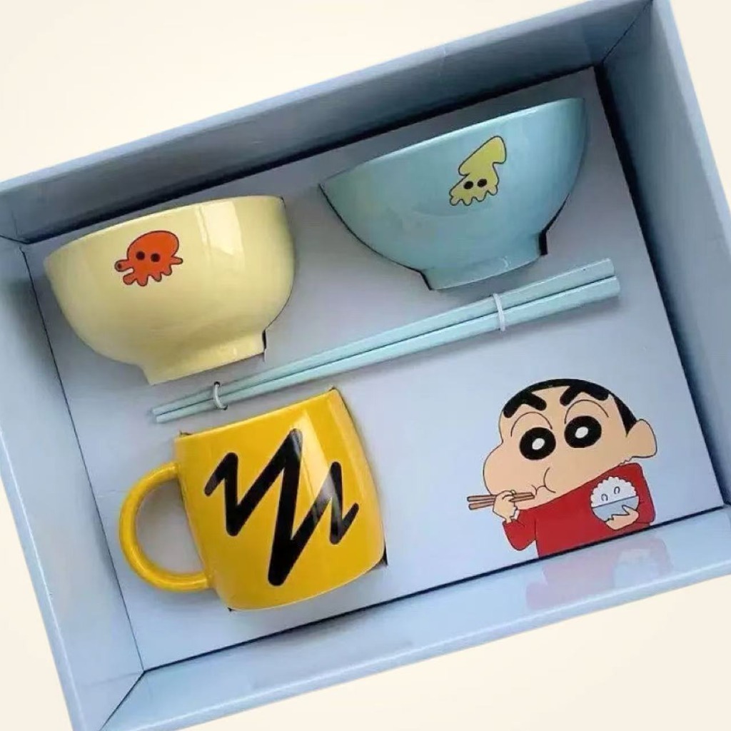 Kitchen Baking Gifts - Crayon Shinchan Ceramic Tableware Set 4pcs