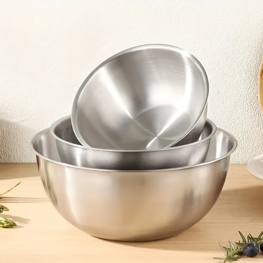 Kitchen Baking Bowls - 3pcs Stainless Steel Salad Bowl Set